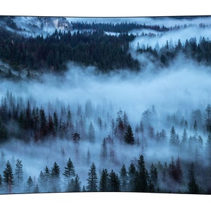 Misty Pine Forest Tapestry