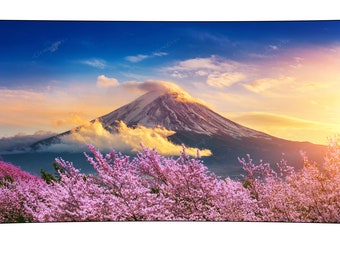 Tenture murale fleurs de cerisier du mont Fuji