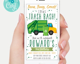 Garbage Truck invitation, Garbage Truck birthday invitation