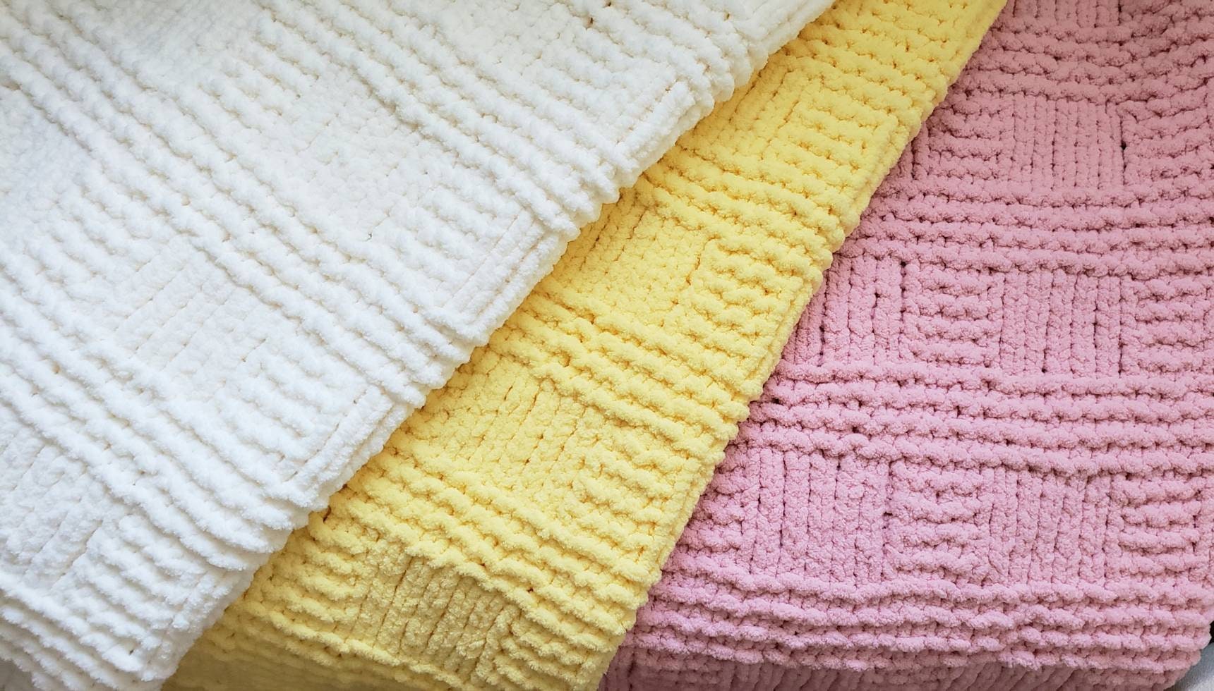 Hand knitted Checker Board Baby Blanket Cream Pink or Etsy