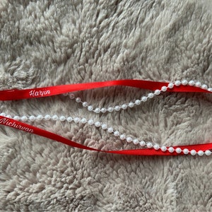Personalisiertes Ringband mit Perlen und Klettverschluss Kurdele für Verlobung Bild 2