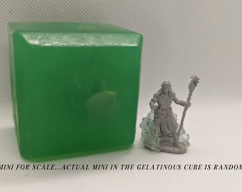 CUSTOM MADE Large Gelatinous Cube w/ miniature inside - DND Gift - Dungeons and Dragons Soap