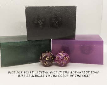 Advantage Soap Block w/ 2d20 inside - DND Gift - Dungeons and Dragons Soap - Dice Soap
