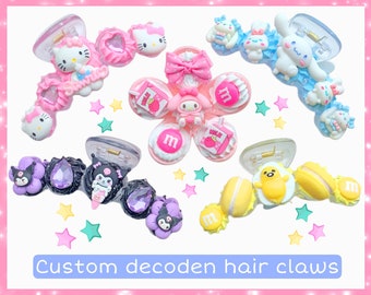 wedding hair claw custom decoden hair claw children’s kawaii hair flower kitty hair grip clips kids anime hair gyaru accessory barrettes