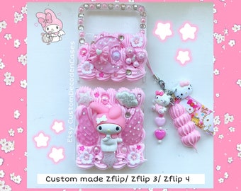Samsung z flip 4 phone case my melody custom z flip 3 decoden case pink cute kawaii z flip 5 cases Samsung galaxy cell phone accessory