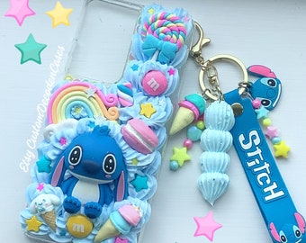 decoden phone case anime cute custom decora case blue rabbit kawaii phone cover 3D custom cream iPhone case personalised Samsung accessory