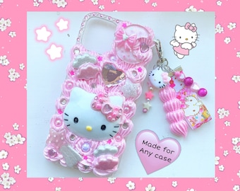 Kitty decoden phone case kawaii phone case pink kitty iPhone case kitty decoden iPhone case kitty bling phone case kitty resin phone case