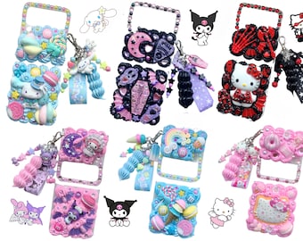 custom z flip 4 phone case custom decoden z flip 3 phone cover cute kawaii cat pastel goth anime Y2K Samsung galaxy cell accessory