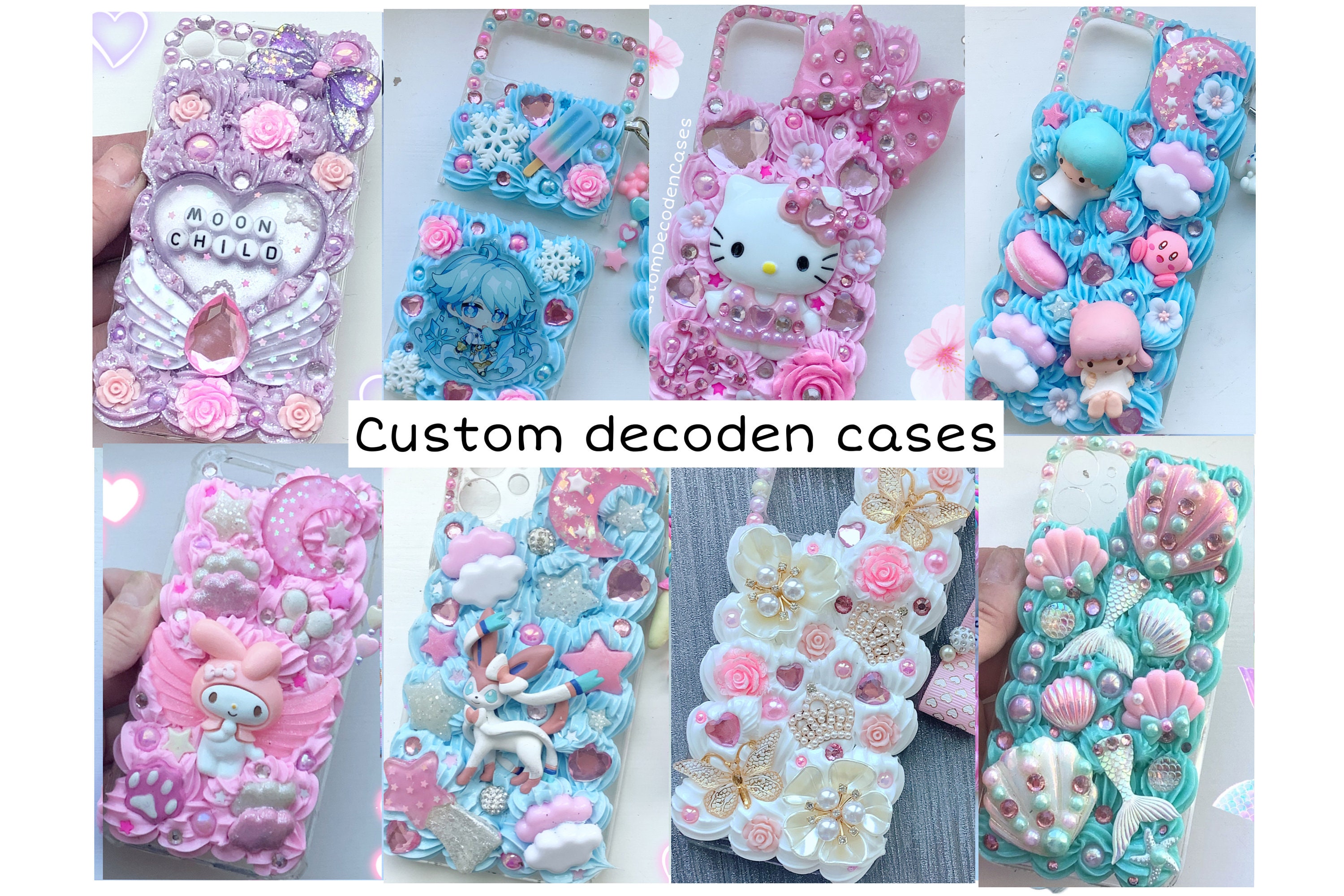 Custom Kawaii Character Decoden Phone Case (Read description before  ordering)