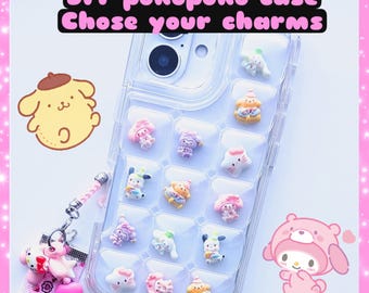 Pokopoko phone Case - kawaii cute sensory ASMR decora bubble charm fidget 3D puffer DIY custom cell cover - Apple iPhone 15 16 17 pro max