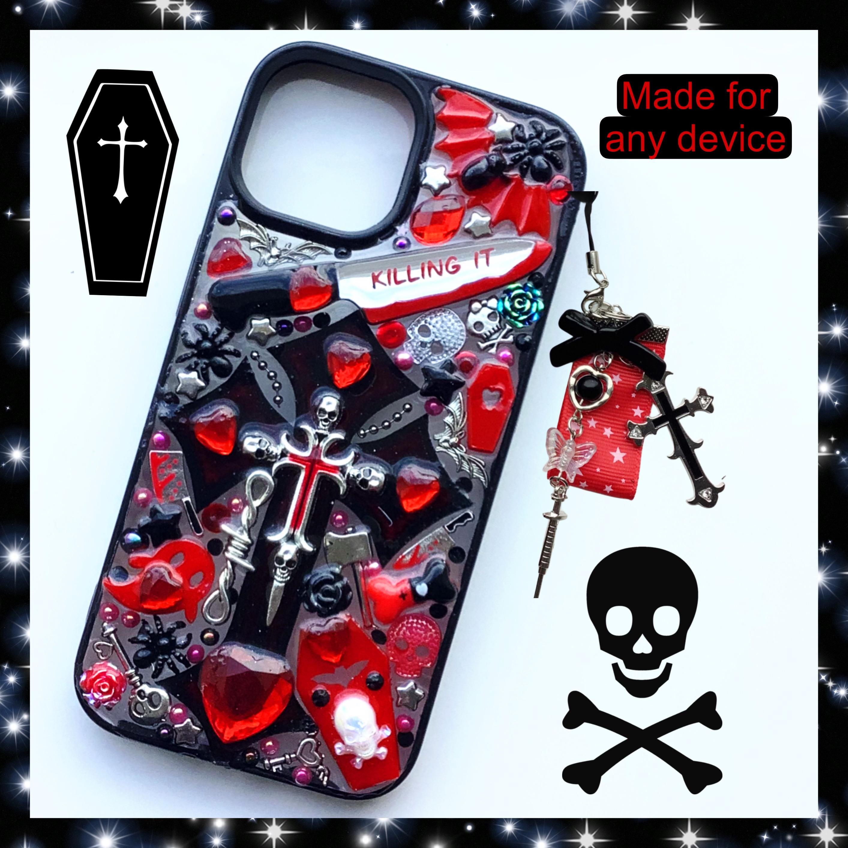 Custom Junk Phone Case Kawaii Spooky Goth Decoden Phone Case