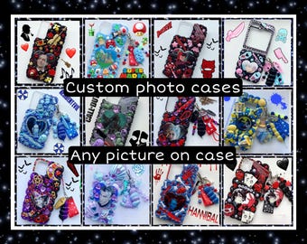 Custom pet Photo phone case kawaii anime personalized picture photograph resin Decoden phone case iPhone 16 15 14 z flip 7 6 Samsung cover