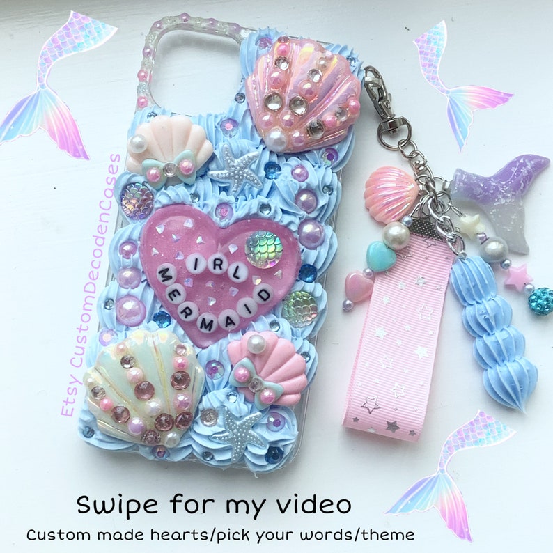 Custom Decoden Phone Case: Kawaii Bling, 3D Resin Charms Under the sea theme