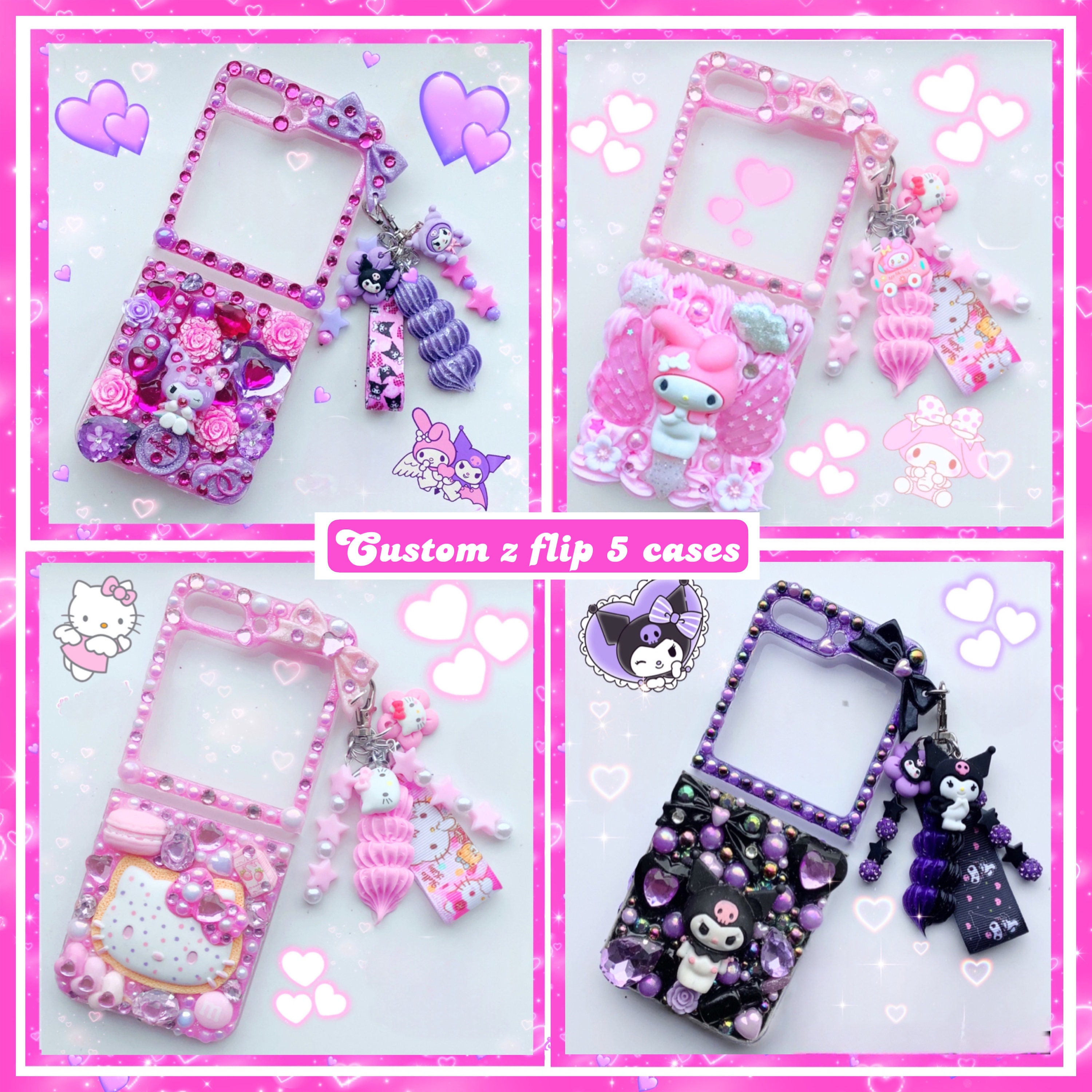 Pink Hello Kitty Samsung Galaxy Z Flip 5 Clear Case