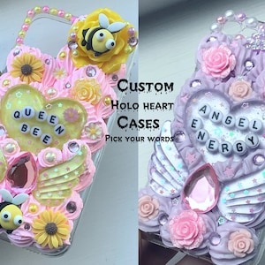 Custom decoden phone case custom kawaii phone case custom decoden iPhone case Samsung decoden case resin phone case pink glitter phone case