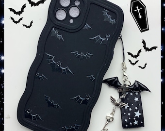 bat phone case halloween kawaii goth black apple iPhone cover protective vampire witch cute gothic phone charm Apple iPhone case 15 14 13 12