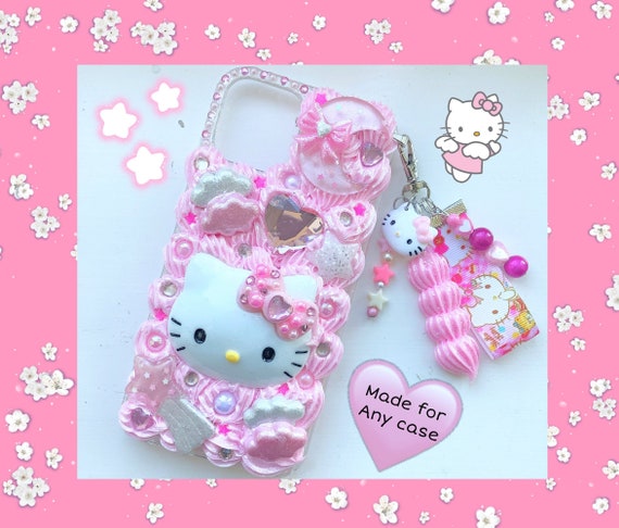Kitty decoden phone case kawaii phone case pink kitty iPhone case kitty decoden iPhone case kitty bling phone case kitty resin phone case