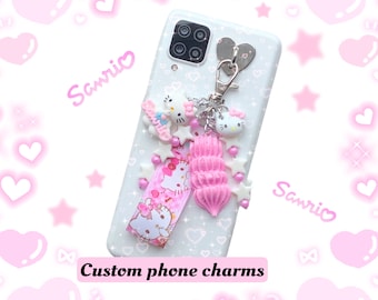 Niestandardowy brelok do telefonu z motywem kotka, różowy, uroczy, kawaii etui na telefon, brelok do kluczy z motywem kotka, zawieszka do telefonu komórkowego, koralik, pasek na nadgarstek, zawieszka do torby