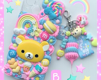 Decoden Phone Case Kuma Kawaii Bear Chocolate Pink Candy