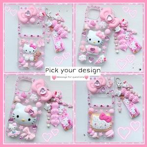 Kitty z flip phone case Samsung z flip 3 phone case z flip 4 case decoden flip phone case kawaii z flip case pink kitty decoden flip cases