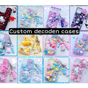 Peut inclure: Une collection de 10 coques de téléphone personnalisées avec différents motifs colorés avec des personnages de dessins animés, des paillettes et des embellissements. Les coques sont décorées de différents thèmes, notamment Hello Kitty, les personnages Sanrio et d'autres personnages de dessins animés populaires. Les coques sont toutes fabriquées avec des matériaux de haute qualité et sont conçues pour protéger votre téléphone des rayures et des chutes.