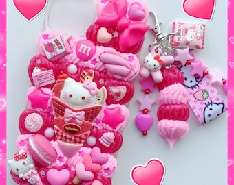 Custom Decoden Phone Case: Kawaii Kitty Cat Pink Candy Y2K