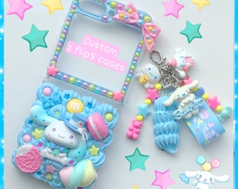 z flip 5 phone case custom decoden z flip 6 case cinna cute dog pink Samsung galaxy kawaii phone cell cover case accessory 3D whipped cream