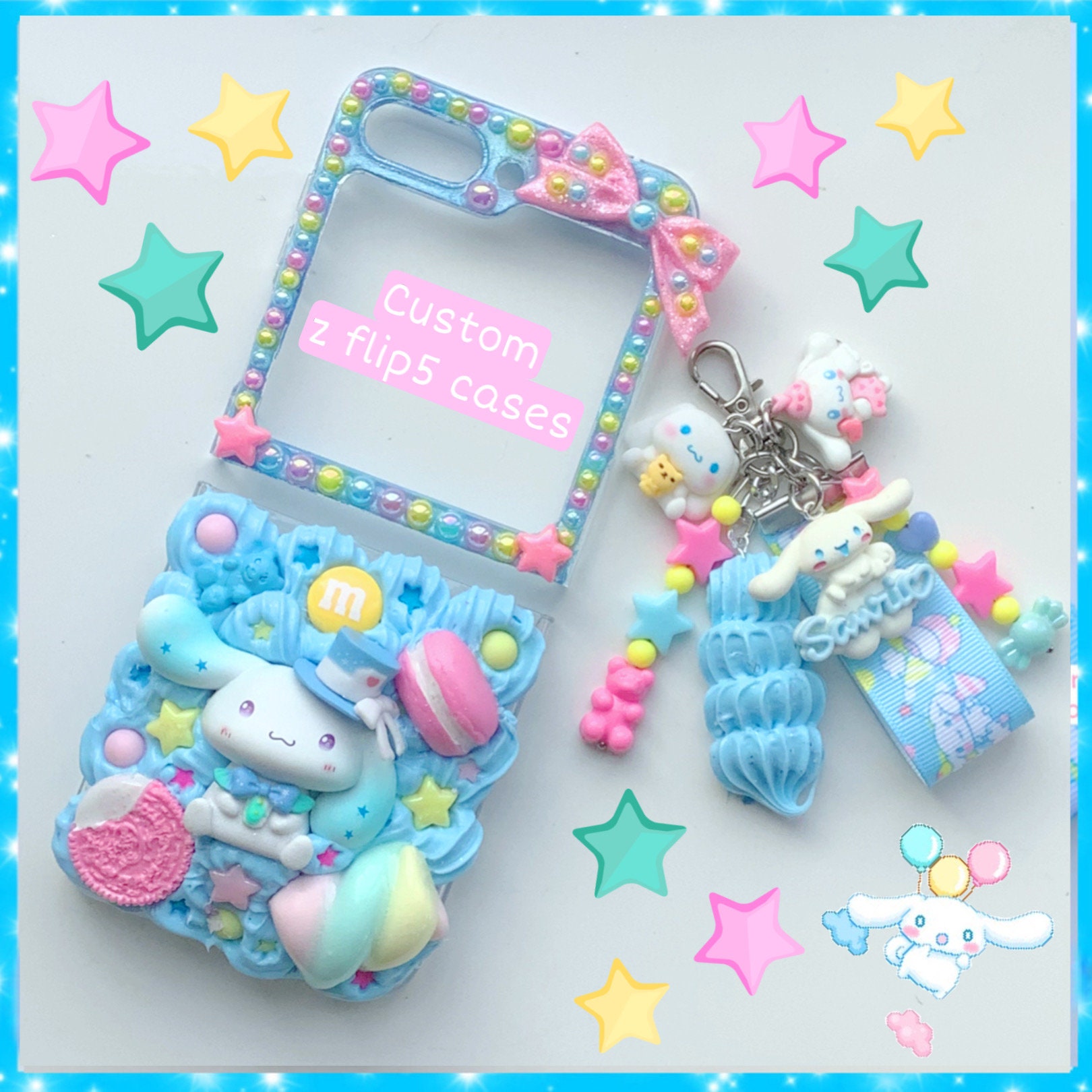 cuteez サン Z Flip 5 Phone Case Custom Decoden Z Flip 6 Case Cinna Cute Dog