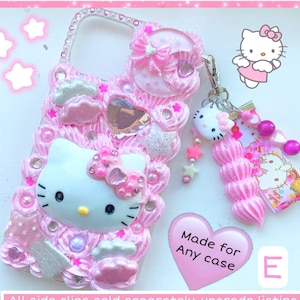 kitty decoden phone case custom decoden iPhone case handmade pink cute cat kawaii junk 3D cream phone cover apple accessory gift for her