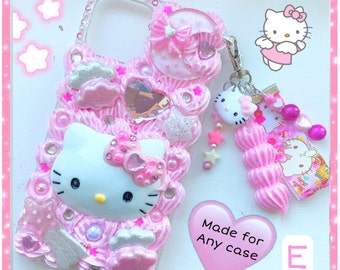 kitty decoden phone case custom decoden iPhone case handmade pink cute cat kawaii junk 3D cream phone cover apple accessory gift for her