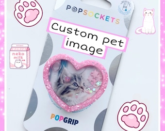 Personalisierter Haustier Foto Pop Sockel: Benutzerdefinierte Handy Griff, Erinnerungsgeschenk Shaker Anhänger erweiterbarer Griptok Ständer für iPhone & Kindle Zubehör