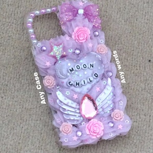 Custom Decoden Phone Case: Kawaii Bling, 3D Resin Charms Moon child
