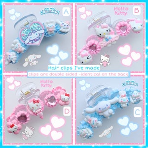 Custom hair claw decoden hair claw kawaii hair claw wedding hair claw decoden hair clip pink kitty hair clips bunny rabbit hair accessory