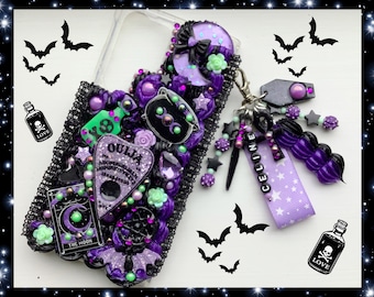 Custom decoden phone case witch phone case kawaii phone case spooky phone case black gothic phone case goth phone case Ouija Halloween