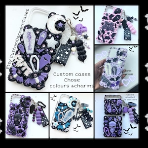 Custom goth decoden phone case kawaii goth phone case pastel goth phone case black gothic decoden phone case halloween decoden phone case