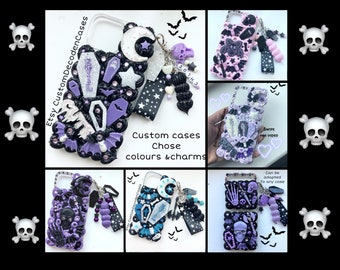 Custom goth decoden phone case kawaii goth phone case pastel goth phone case black gothic decoden phone case halloween decoden phone case
