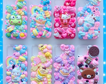 decoden phone case -custom kawaii cute aesthetic decoden iPhone / Samsung galaxy 3D whipped cream decora junk anime chunky cover accessory