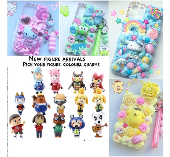 Custom decoden phone case custom kawaii phone case custom decoden iPhone case Samsung decoden case resin phone case pink glitter phone case