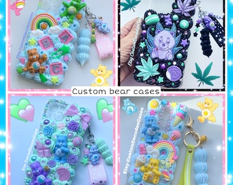 Care bear phone case care bear decoden phone case pink kawaii phone case  pink decoden iPhone case decoden cases funshine bear grumpy bear