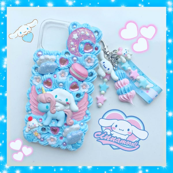 Cinnamoroll phone case custom Decoden phone case Cinnamoroll decoden iPhone case blue cute kawaii phone cases cell cover charm accessory