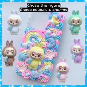 Labubu custom decoden Phone Case - Kawaii cute pink pastel decora Monster phone cover - Apple iPhone & Samsung Galaxy accessory
