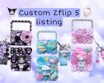 Custom z flip 5 phone case custom decoden z flip 5 phone case Samsung kawaii kitty z flip phone cover galaxy z flip 5 cell phone Accessory