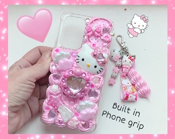 custom decoden case decoden iPhone case cute pink kawaii kitty phone case custom phone pop grip 3D phone cover accessory bling phone cases