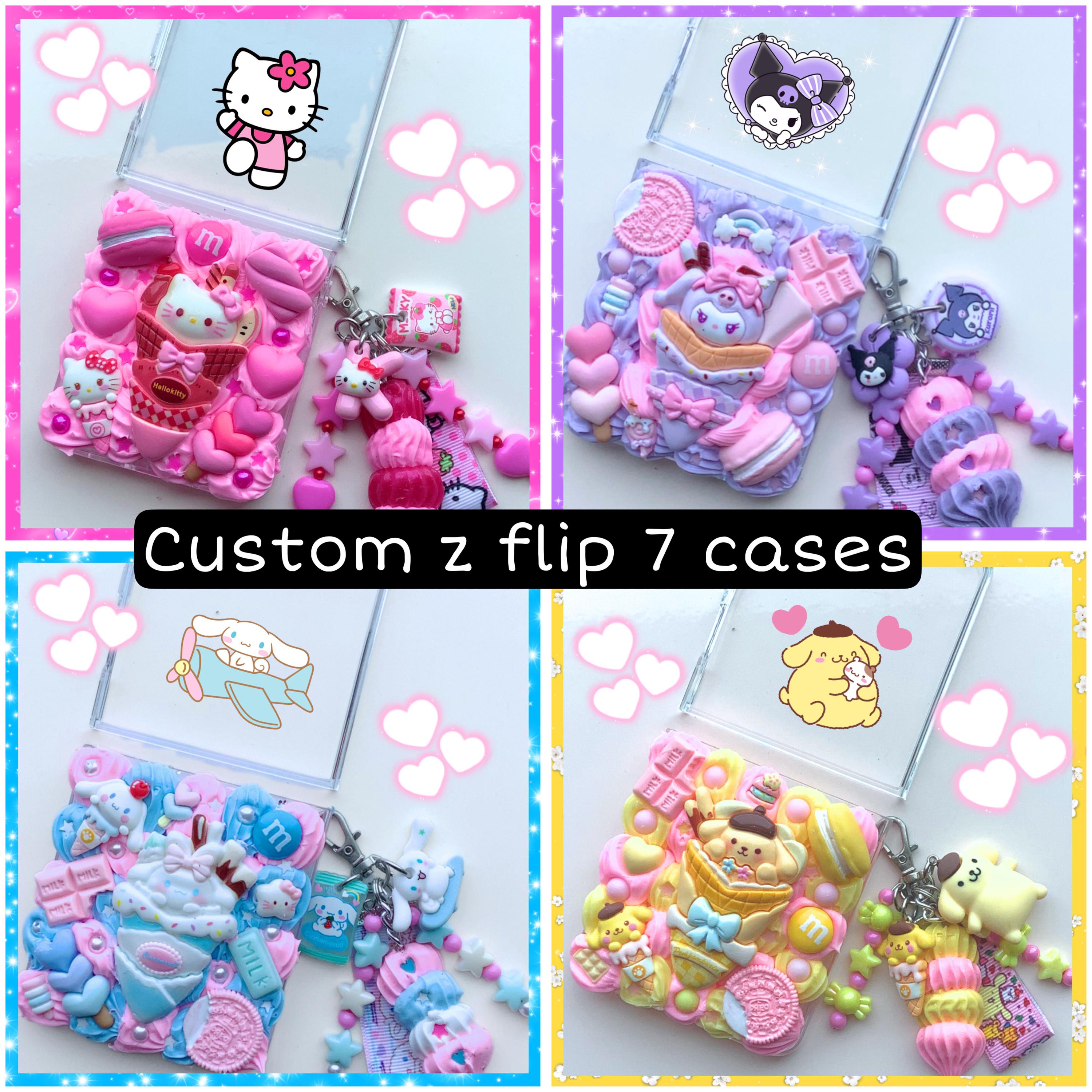 Kawaiiです。 Custom Z Flip 7 Decoden Phone Case – Kawaii 3D Cream, Anime Cell