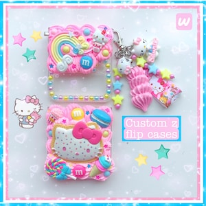 Custom z flip 4 decoden phone case kitty z flip 6 phone case kawaii Samsung galaxy phone case z flip 5 cute pink cat kitty phone cover cell