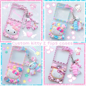z flip 5 / 7 phone case custom kitty z flip 6 phone cover samsung galaxy custom Decoden phone case junk kawaii pink bling deco accessory