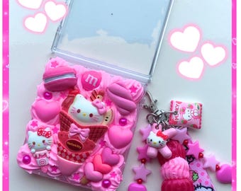 Custom Z Flip 7 Decoden Phone Case – Kawaii 3D Cream, Anime Cell