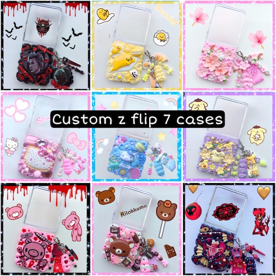 アイドル [Songbly] Character Case Z Flip 7 Custom Decoden Phone Case - Kawaii Cute 3D Cream Samsung