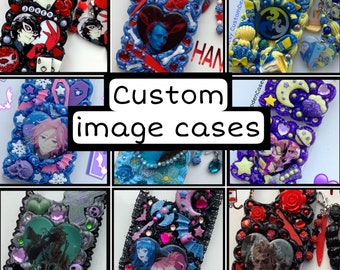 Photo phone case personalised custom phone case personalized picture photograph Decoden phone case kawaii anime iPhone cover deco 3D resin