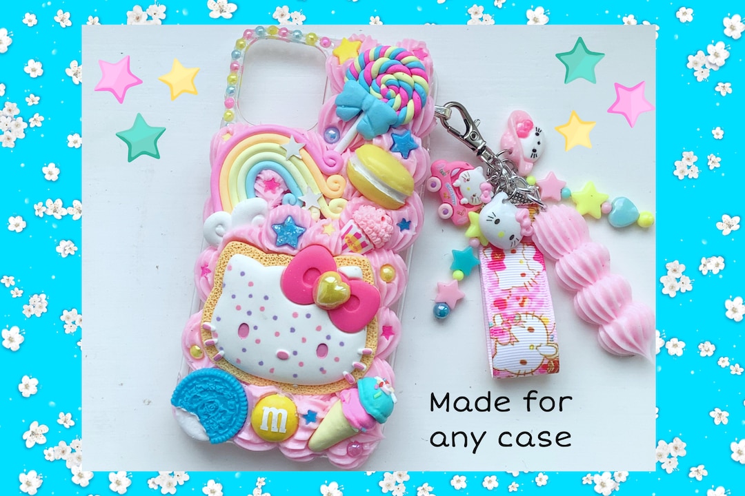 Custom Kitty Phone Case Pink Decoden Phone Case Custom Decora Phone